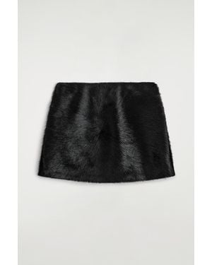 COS Pony Hair-Effect Leather Mini Skirt - Black