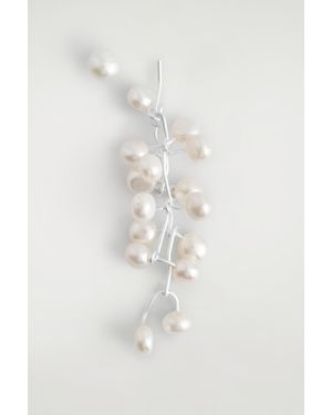 COS Mismatched Cascading Freshwater Pearl Earrings - White