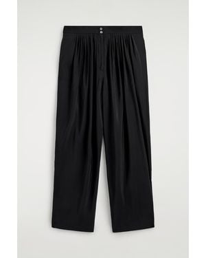 COS Draped Pleated Straight-Leg Trousers - Black