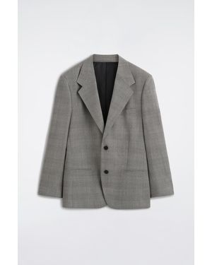 COS Checked Textured-Wool Blazer - Gray