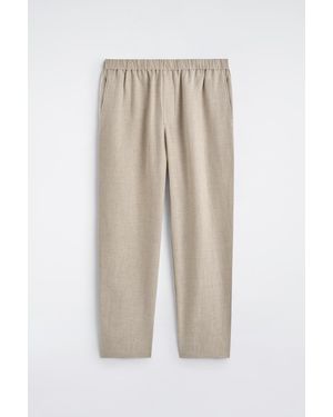 COS Elasticated Linen Regular-Fit Tapered Trousers - Natural