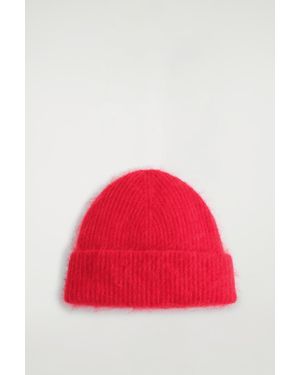 COS Ribbed Mohair Beanie - Red