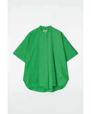 COS Oversized Curved-hem Cotton Shirt - Green