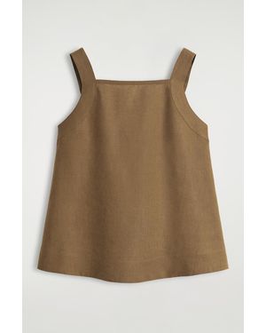 COS Tie-Back Linen Top - Brown