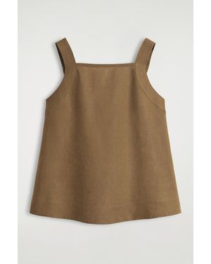 COS Tie-Back Linen Top - Brown