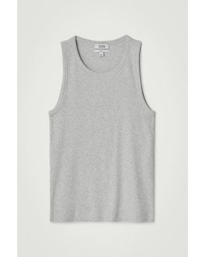 COS Slim Ribbed Cotton Tank Top - Grey