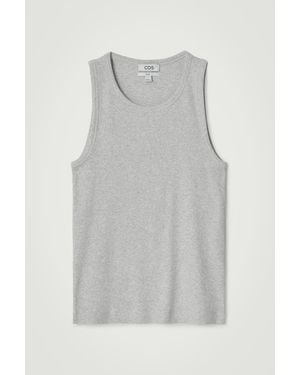 COS Slim Ribbed Cotton Tank Top - Grey