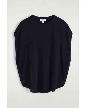 COS Knitted Circle-cut T-shirt - Blue