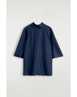 COS Draped Tie-Detail Silk Top - Blue