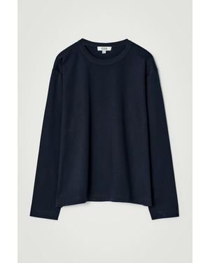 COS Relaxed Jersey Interlock Long-Sleeved T-Shirt - Blue