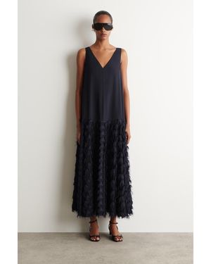 COS Strukturiertes Maxikleid Mit Niedriger Taille - Blau