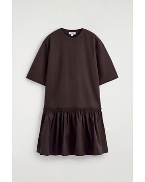 COS Paneled Dropped-Waist Mini Dress - Brown