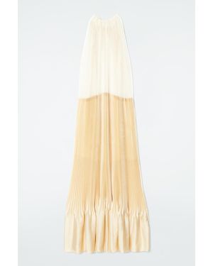 COS Plissé Halterneck Maxi Dress - Natural