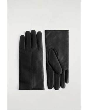 COS Cashmere Wool-Lined Leather Gloves - Black