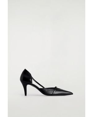 COS Strap-Detail Leather Court Shoes - White