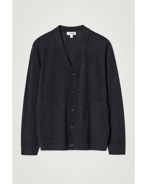 COS Merino Wool V-Neck Cardigan - Black