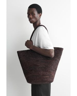 COS Handgewebte Oversized-Tote Bag - Schwarz