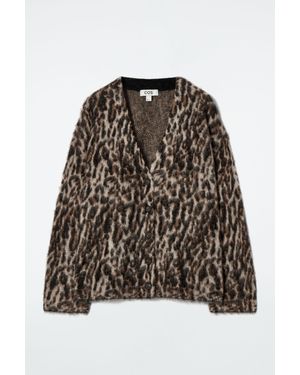 COS Leopard-jacquard Mohair-blend Cardigan - Brown