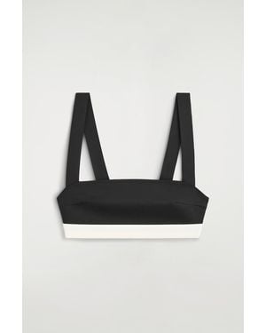 COS Colour-Block Scuba Bikini Top - Black