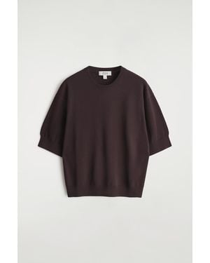 COS Knitted Cotton T-Shirt - Brown