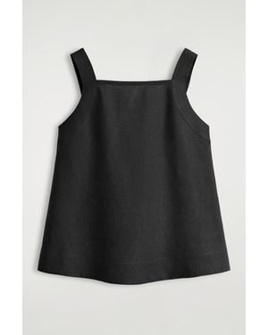 COS Tie-back Linen Top - Black