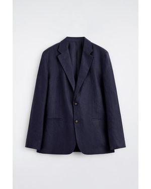 COS Single-Breasted Linen Blazer - Blue