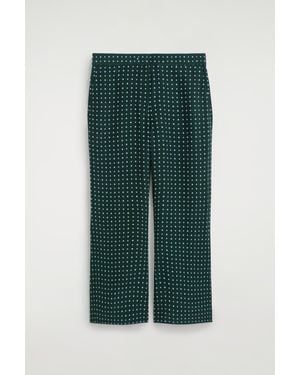 COS Geometric-Print Cropped Flared Pants - Green