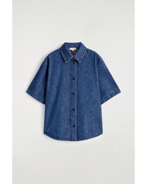 COS Boxy Short-Sleeved Denim Shirt - Blue