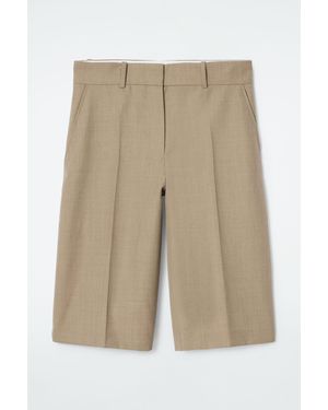 COS Longline Wool-blend Twill Shorts - Natural