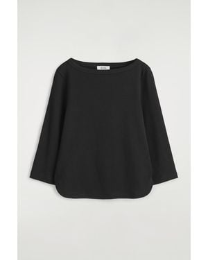 COS 3/4 Sleeve Cotton Top - Black