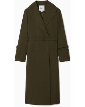 COS Double-breasted Wool-blend Trench Coat - Green