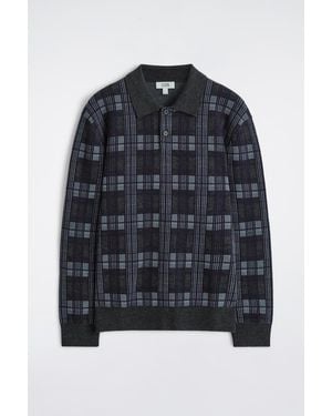 COS Merino Wool-Jacquard Polo Sweater - Blue