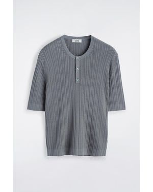 COS Silk-Cotton Henley T-Shirt - Grey