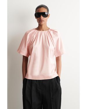 COS Kurzärmliges Oberteil Aus Baumwolle Mit Raffungen - Pink