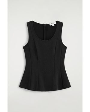 COS Sculpted Paneled Jersey Top - Black
