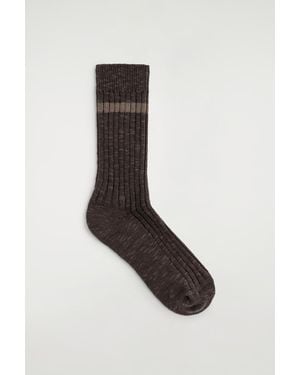 COS Chunky Rib-Knit Socks - Black