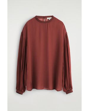 COS Sheer Balloon-Sleeve Blouse - Red