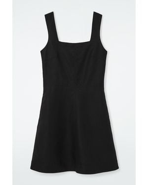 COS Square-neck Mini Pinafore Dress - Black