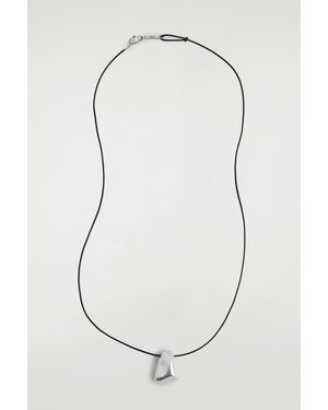COS Hammered Pendant Necklace - White