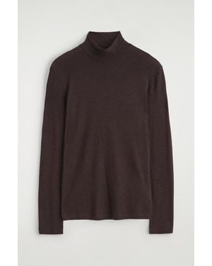 COS Slim Wool-Jersey Roll Neck Top - Brown