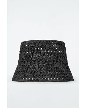 COS Open-weave Straw Bucket Hat - Black