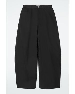 COS Deconstructed Cotton Barrel-Leg Pants - Black