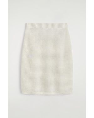 COS Textured Knitted Cotton Miniskirt - White