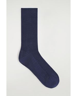 COS Ribbed Silk Socks - Blue