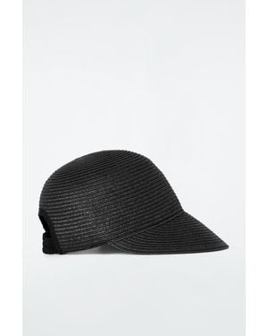 COS Woven Straw Baseball Cap - Black