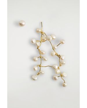 COS Asymmetric Cascading Freshwater Pearl Earrings - White