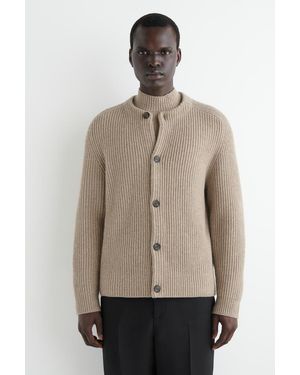 COS Strickjacke Aus Wolle Mit Rundhalsausschnitt - Natur