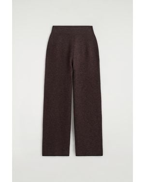 COS Boiled Merino Wool Wide-Leg Pants - Brown