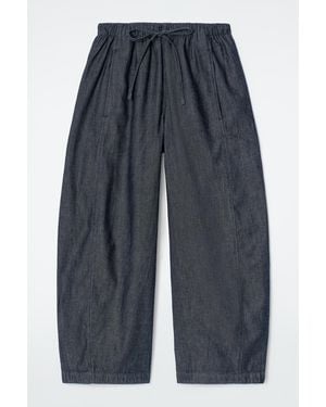 COS Barrel-Leg Denim Drawstring Trousers - Blue