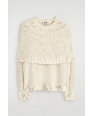 COS Layered Shawl Merino-Cashmere Sweater - Natural